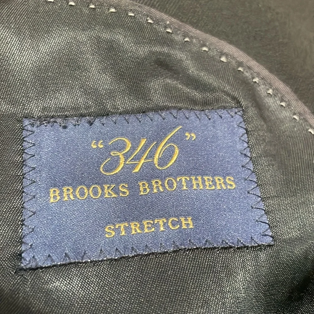Brooks Brothers 346 Blazer Jacket Coat 44L Wool Black Stretch 3 Button Classic